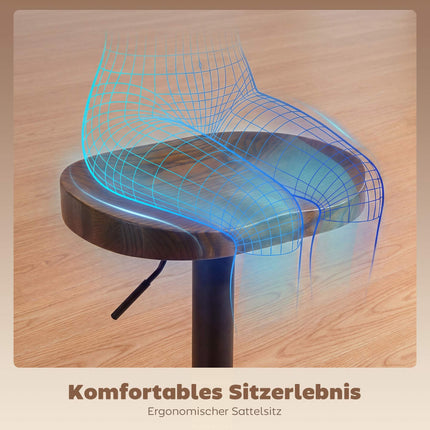 Adjustable Saddle Bar Stools, Elm Wood, Set of 2
