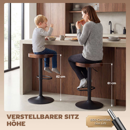 Adjustable Saddle Bar Stools, Elm Wood, Set of 2