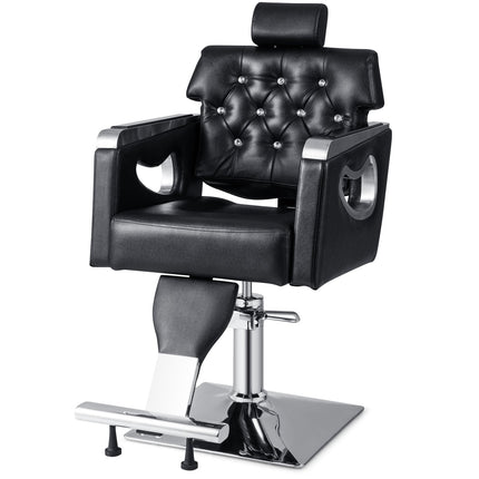 Adjustable Salon Chair with Reclining Back & Headrest