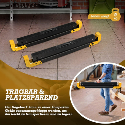 Adjustable Sawhorse Pair, 1180 kg Capacity, Foldable