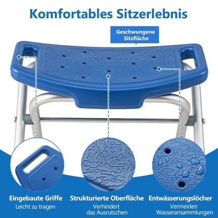 Adjustable Shower Stool, Non-Slip Rubber Feet, 150kg Capacity