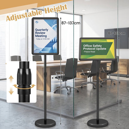 Adjustable Sign Holder Stand, 11x17 Inch, Black/Silver