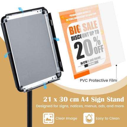 Adjustable Sign Holder Stand, 8.5x11 Inch, Black/Silver