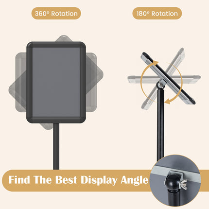 Adjustable Sign Holder Stand, 8.5x11 Inch, Black/Silver