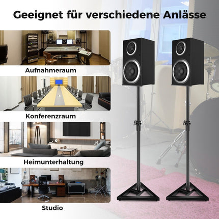 Adjustable Speaker Stands, 97-157cm, 50kg Capacity, Black