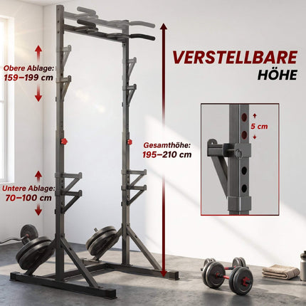 Adjustable Squat Rack With Pull-Up Bar, 200 kg, Black
