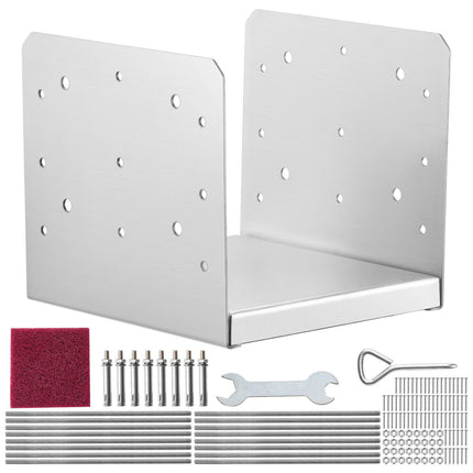 Adjustable Stainless Steel 8x8 Post Base, 4-Pack