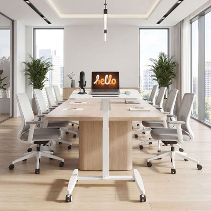 Adjustable Standing Desk – Tiltable Top, Mobile, White