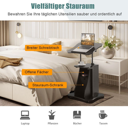 Adjustable Standing Desk with Tilt Top & Storage Cabinet