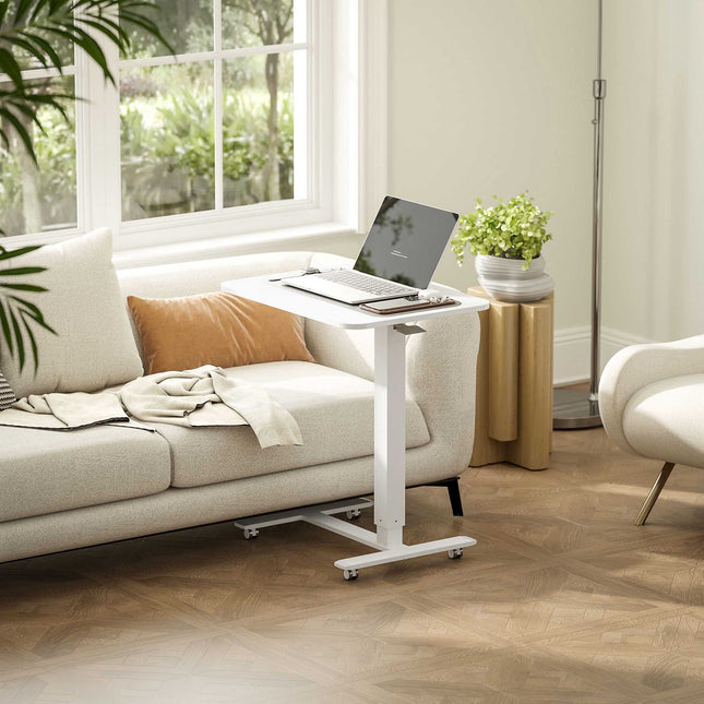 Adjustable Standing Desk with Wheels, 65x48 cm, White