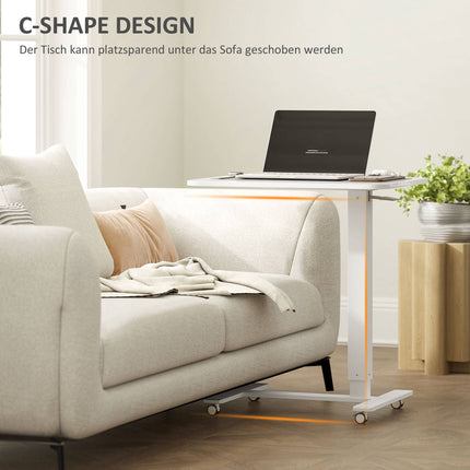 Adjustable Standing Desk with Wheels, 65x48 cm, White