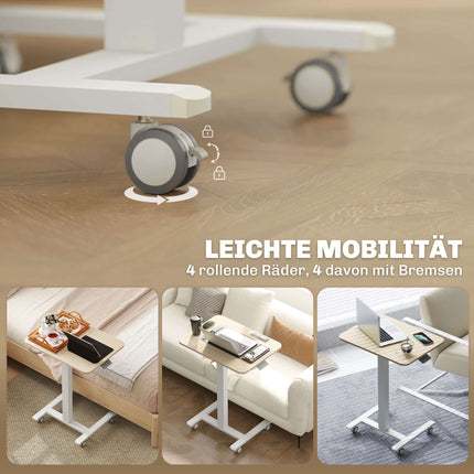 Adjustable Standing Desk with Wheels, 65x48x68-108 cm, Yellow