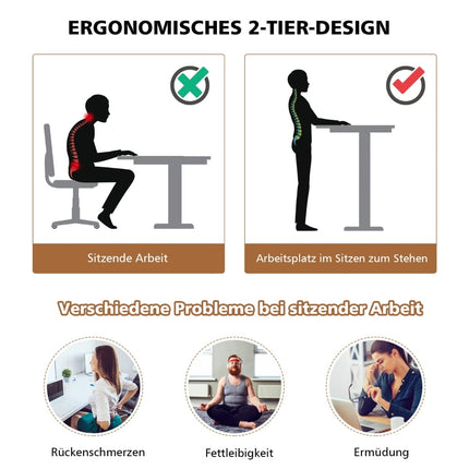 Adjustable Standing Desk with Wheels, Black & Walnut