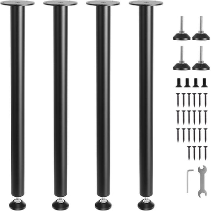 Adjustable Steel Desk Legs Set of 4, 28 Inch, Black