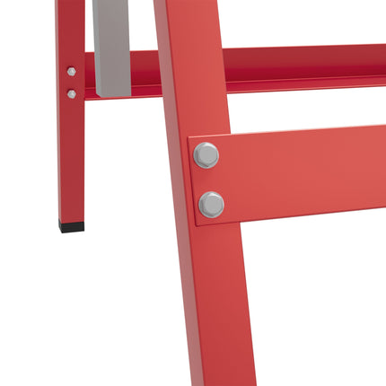 Adjustable Steel Sawhorse Set, Red, 200kg Capacity