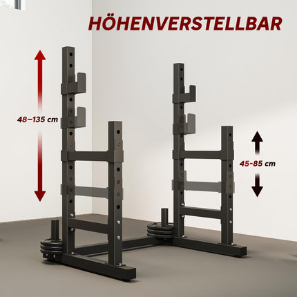Adjustable Steel Squat Rack with Dual Barbell Stands