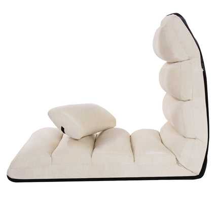Adjustable Suede Floor Chair, 5 Positions, Beige, 175x55x20 cm
