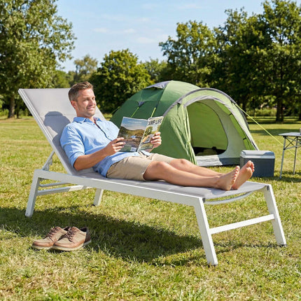 Adjustable Sun Lounger, Breathable Fabric, Aluminum Frame