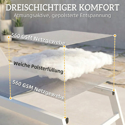 Adjustable Sun Lounger, Breathable Fabric, Aluminum Frame