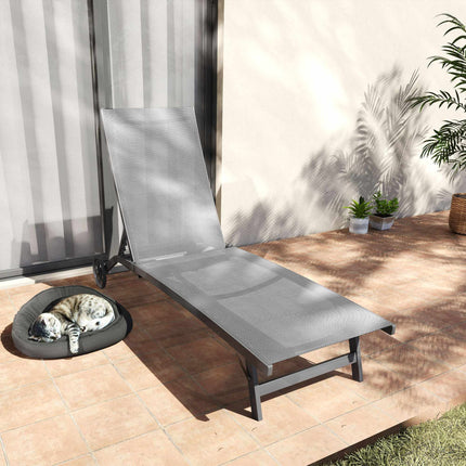 Adjustable Sun Lounger, Breathable Fabric, Aluminum Frame