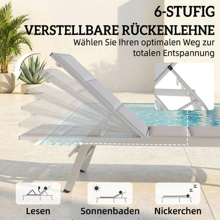 Adjustable Sun Lounger, Breathable Fabric, Aluminum Frame