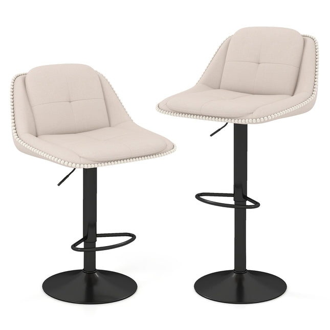 Verstelbare draaibare barkrukken, set van 2, beige