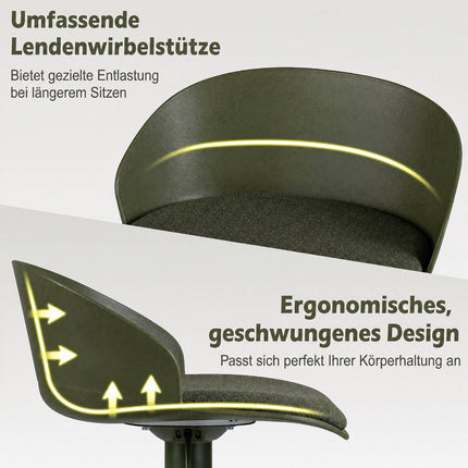 Adjustable Swivel Bar Stools, Set of 2, Cream/Olive Green