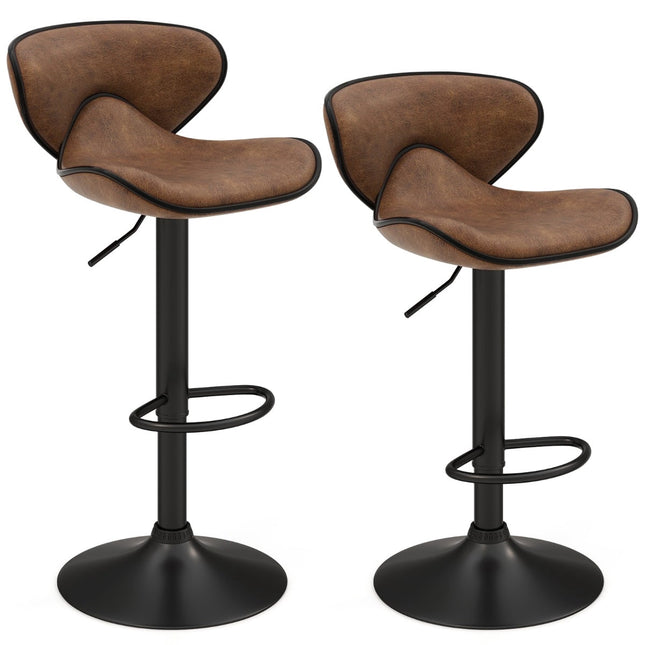 Adjustable Swivel Bar Stools with Backrest, Set of 2