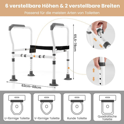 Adjustable Toilet Safety Rail – 6 Heights, 2 Widths, Carbon Steel