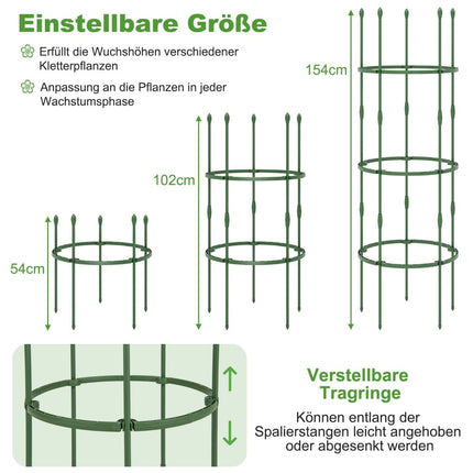 Adjustable Tomato Plant Support Cage Set – 154 cm, 3-Pack