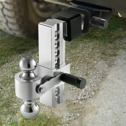 Adjustable Trailer Hitch, 8-In Drop, Tri-Ball, 2-In Receiver