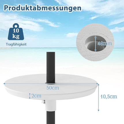 Adjustable Umbrella Table with 38-48mm Hole, White