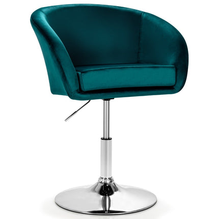Adjustable Velvet Swivel Bar Stool with Round Back, Green