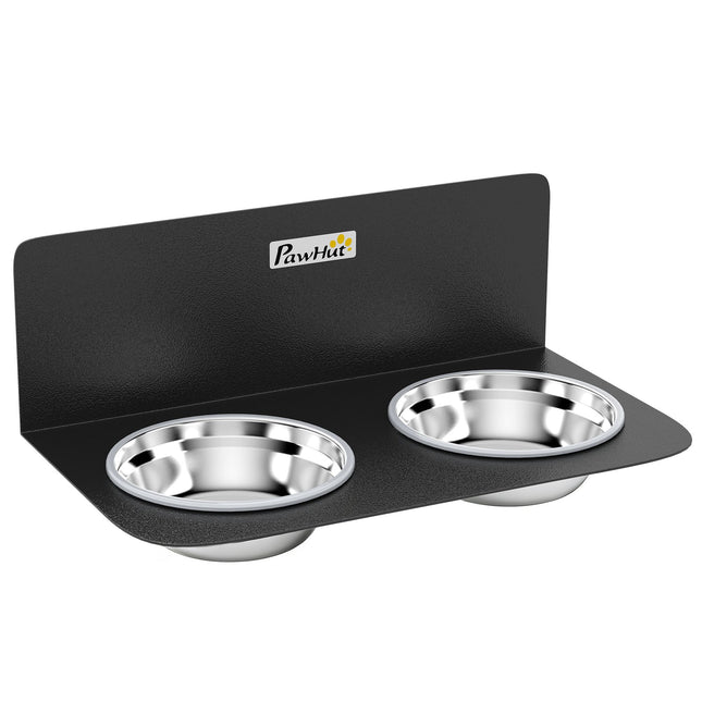 Adjustable Wall-Mounted Dog Bowls with 2 Stainless Steel Bowls