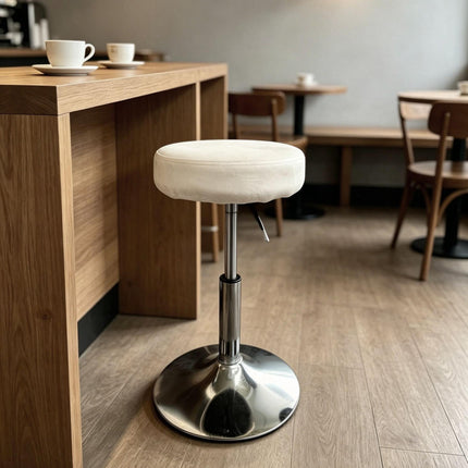 Adjustable White Make-Up Stool with Swivel and Gas Lift