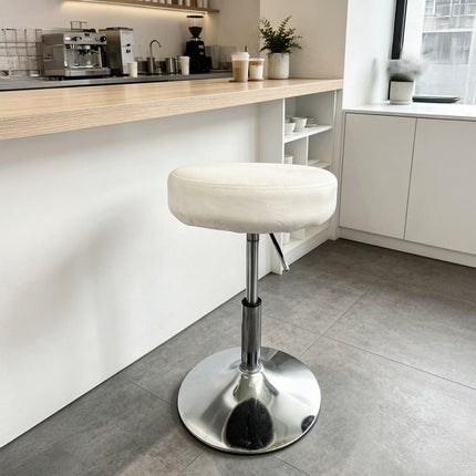 Adjustable White Make-Up Stool with Swivel and Gas Lift