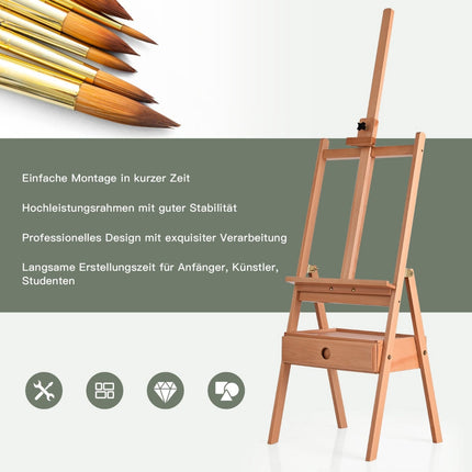 Adjustable Wooden Easel with Drawer for Artists