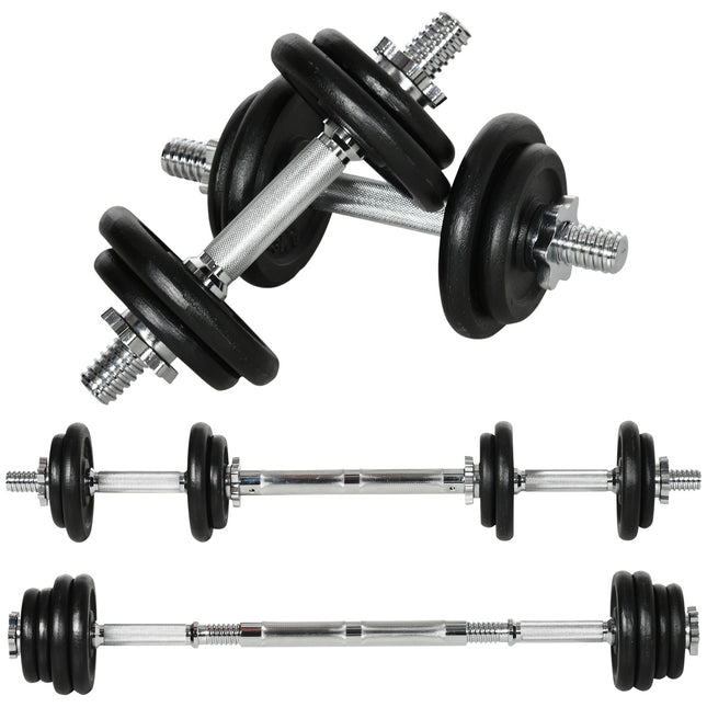 Adjustable dumbbell and barbell set, 20 kg, anti-slip