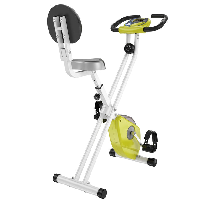 Rower Treningowy Trenażer Rowerowy F-Bike Z 8-Stopniową Regulacją Oporu Magnetycznego, Stal Z Regulacją Wysokości Żółty + Biały 43 X 97 X 109 Cm