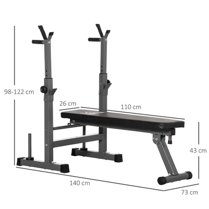 Adjustable steel weight bench with dumbbell rack - black/grey