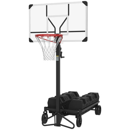 Adjustable outdoor basketball hoop with wheels, 130-310 cm