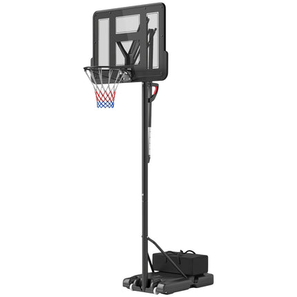 Adjustable outdoor basketball hoop with wheels, 230-305 cm