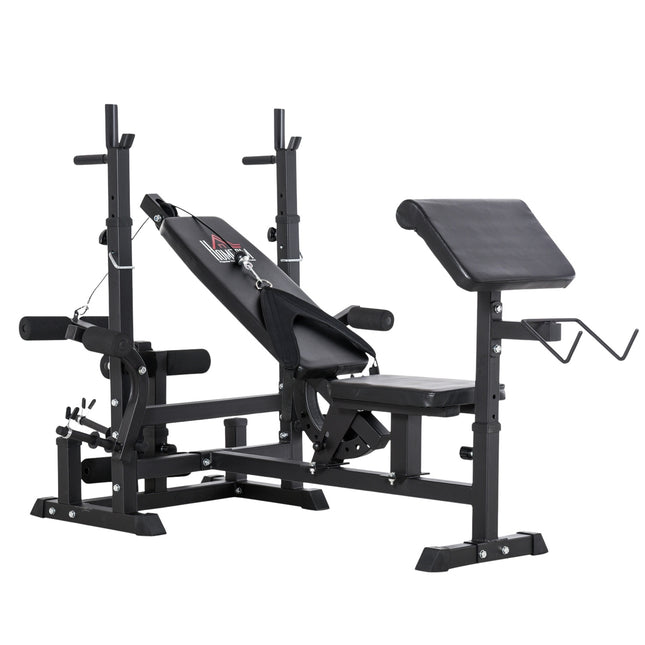 Adjustable weight bench - barbell rack, steel frame, multigym