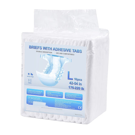 Adult Incontinence Briefs, Tabs, Size L, 40 Count, Wetness Indicator