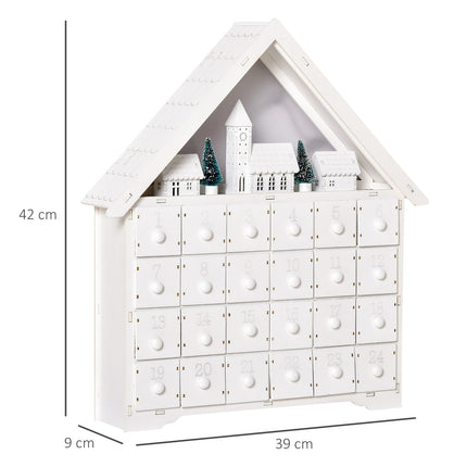 Advent calendar With LED, 24 refillable compartments, White