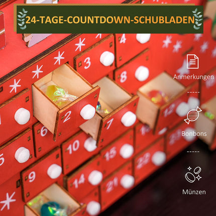 Advent Calendar DIY Kit - 24 boxes, MDF, Red
