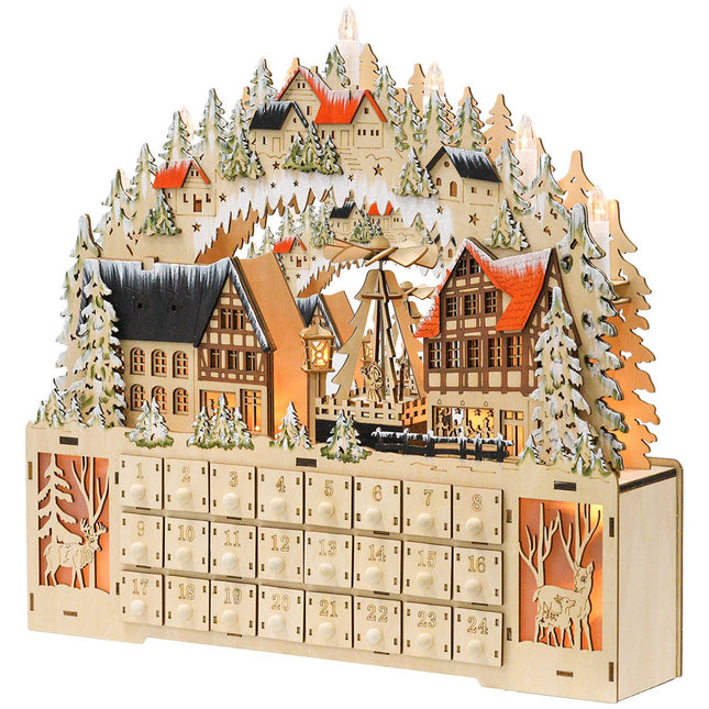 Advent calendar with LED light, Wood DIY 45x9x42.5 cm