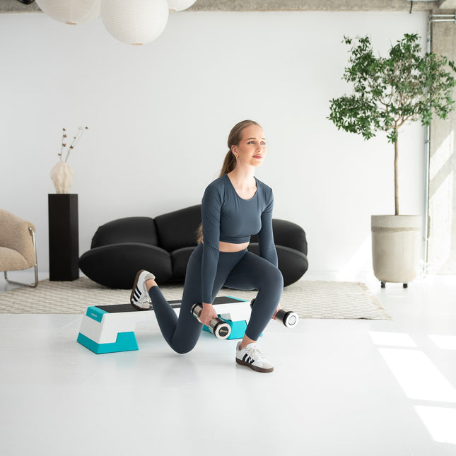 Aerobic Step Platform, White/Mint, Adjustable Height