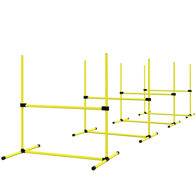 Dog training slalom set - 4 yellow plastic fences