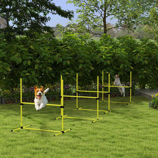 Dog training slalom set - 4 yellow plastic fences